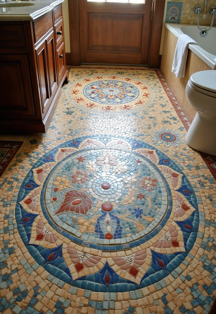28 Old World Bathroom Designs That Feel Grand - 4. Mosaic Tiles