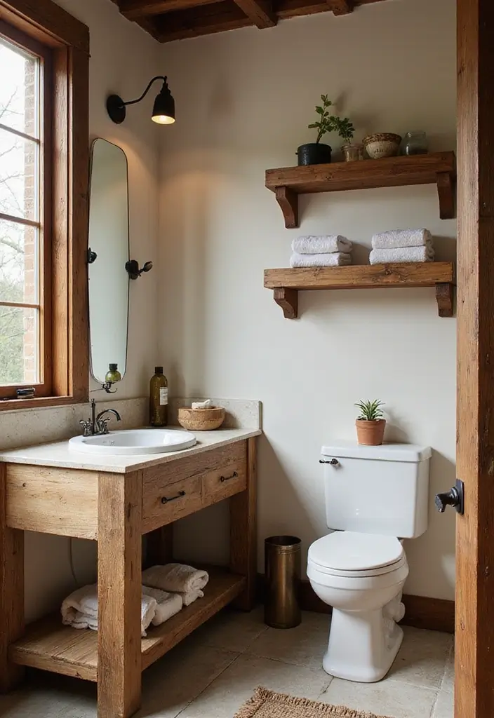 28 Old World Bathroom Designs That Feel Grand - 8. Rustic Wooden Elements