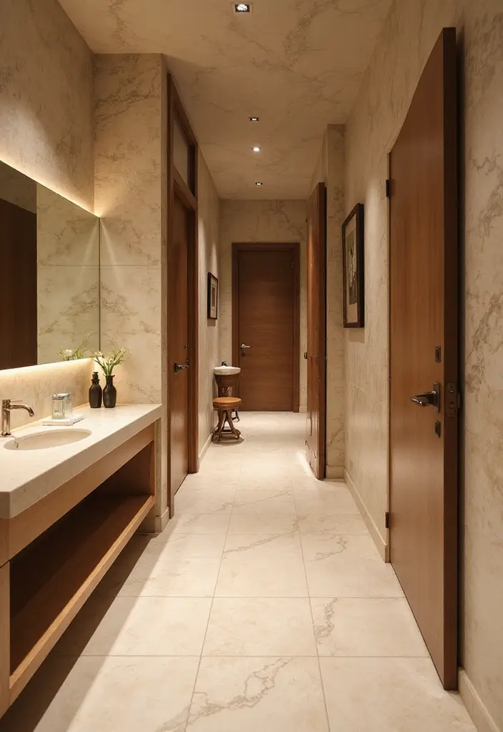 28 Restaurant Bathroom Ideas That Impress Guests - 1. Luxurious Marble Floors