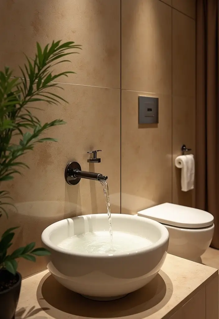 28 Restaurant Bathroom Ideas That Impress Guests - 15. Water Features