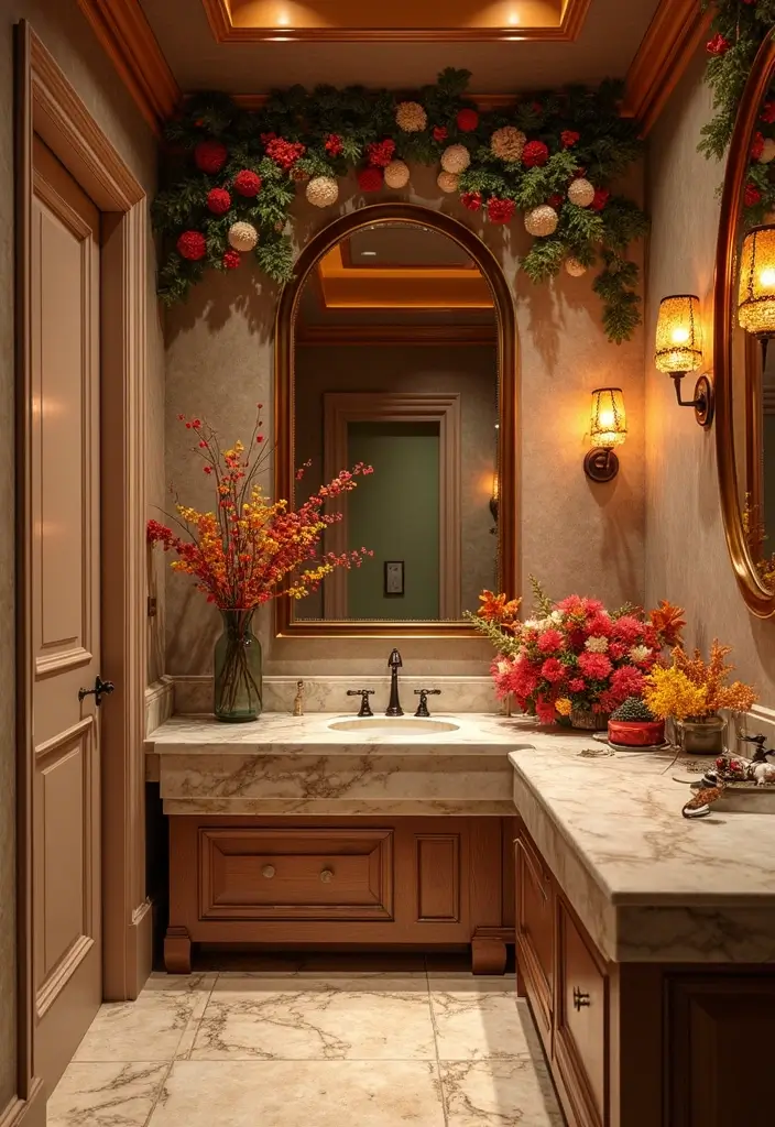 28 Restaurant Bathroom Ideas That Impress Guests - 19. Seasonal Decor Changes
