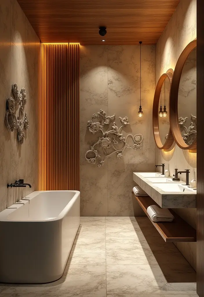 28 Restaurant Bathroom Ideas That Impress Guests - 27. Art Installations