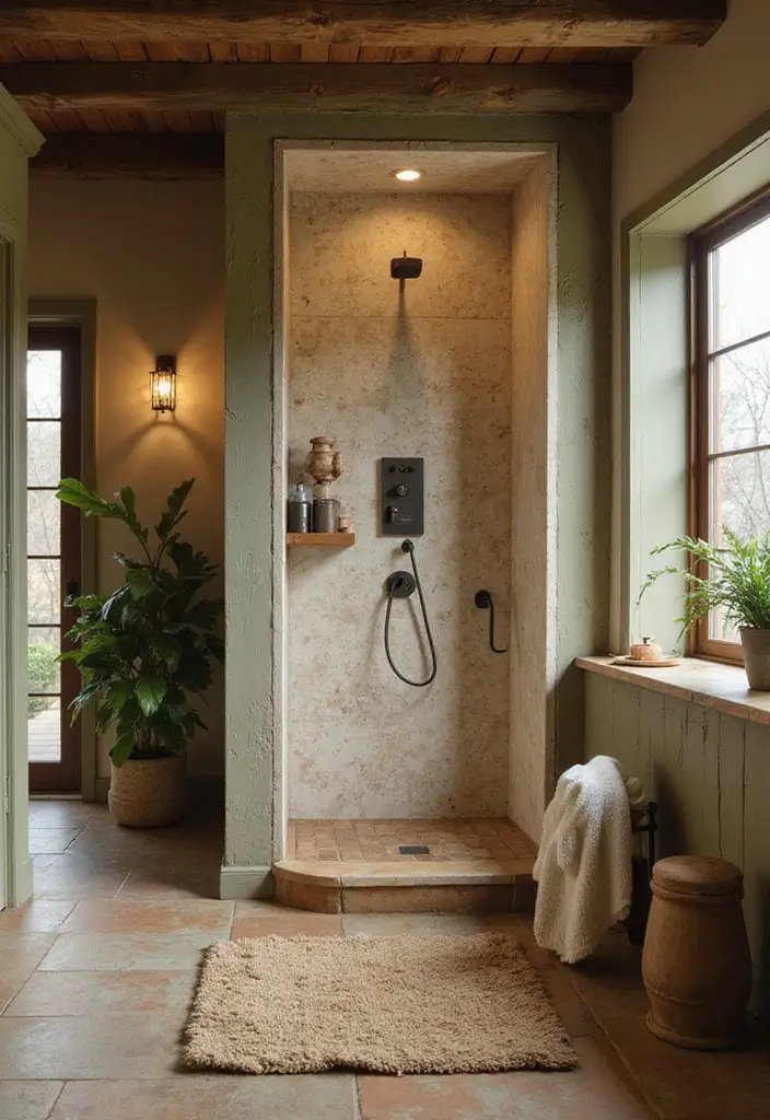 28 Rustic Bathroom Shower Designs That Feel Natural - 11. Earthy Color Palettes