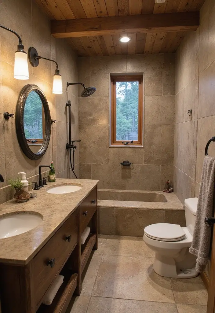 28 Rustic Bathroom Shower Designs That Feel Natural - 21. Mixing Modern and Rustic