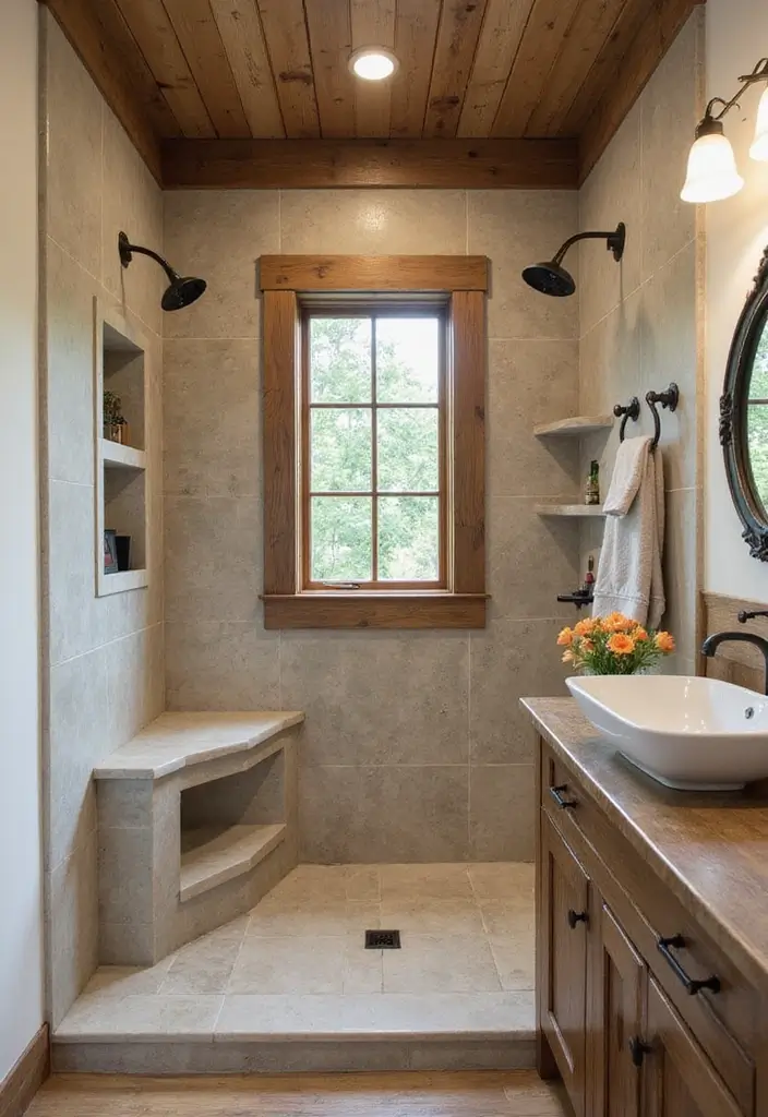 28 Rustic Bathroom Shower Designs That Feel Natural - 23. Custom Shower Nooks