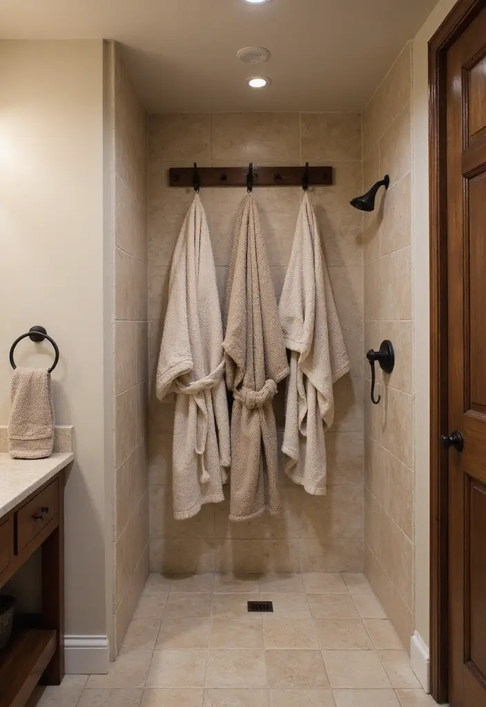 28 Rustic Bathroom Shower Designs That Feel Natural - 24. Cozy Bathrobes and Towels