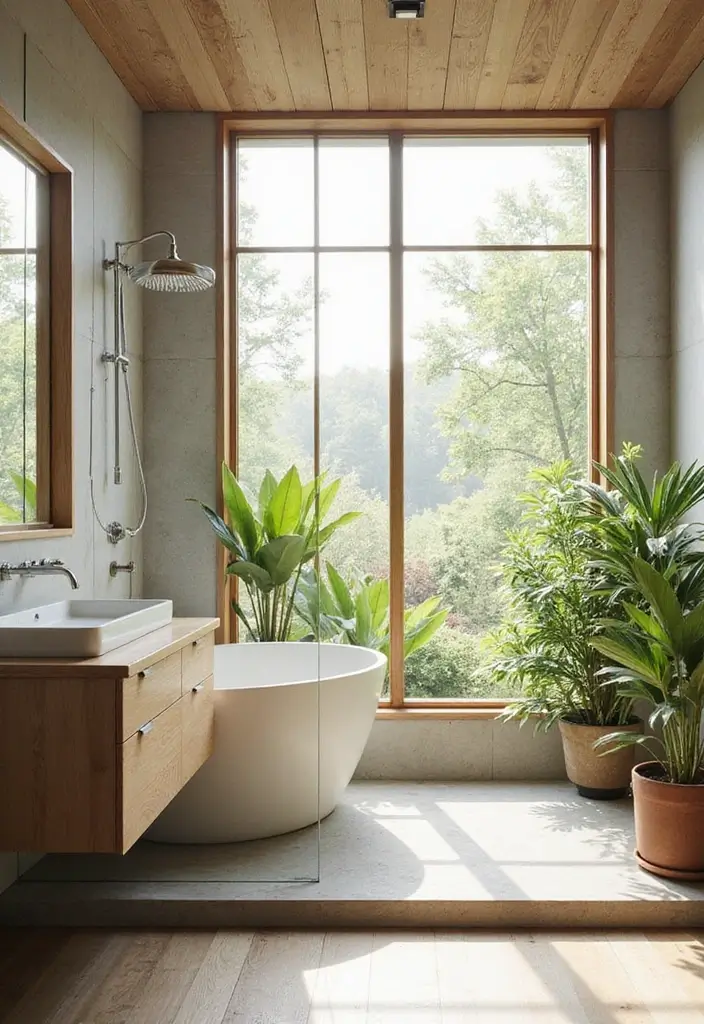 28 Rustic Bathroom Shower Designs That Feel Natural - 7. Natural Lighting Emphasis