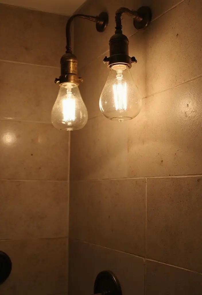 28 Rustic Bathroom Shower Designs That Feel Natural - 8. Rustic Lighting Fixtures