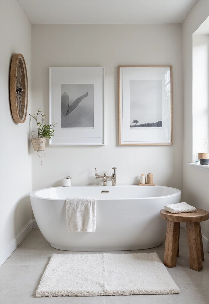 28 Scandinavian Bathroom Ideas That Feel Minimal And Clean - 13. Artwork and Decor