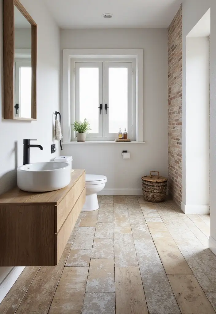 28 Scandinavian Bathroom Ideas That Feel Minimal And Clean - 15. Unique Flooring