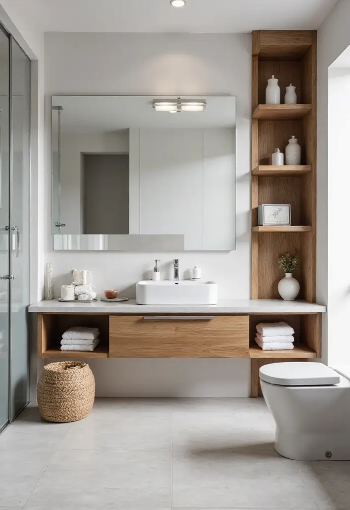 28 Scandinavian Bathroom Ideas That Feel Minimal And Clean - 2. Functional Furniture
