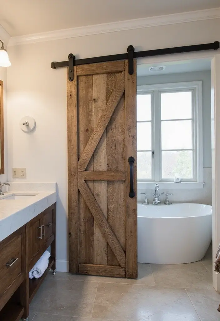 28 Scandinavian Bathroom Ideas That Feel Minimal And Clean - 23. Sliding Barn Doors