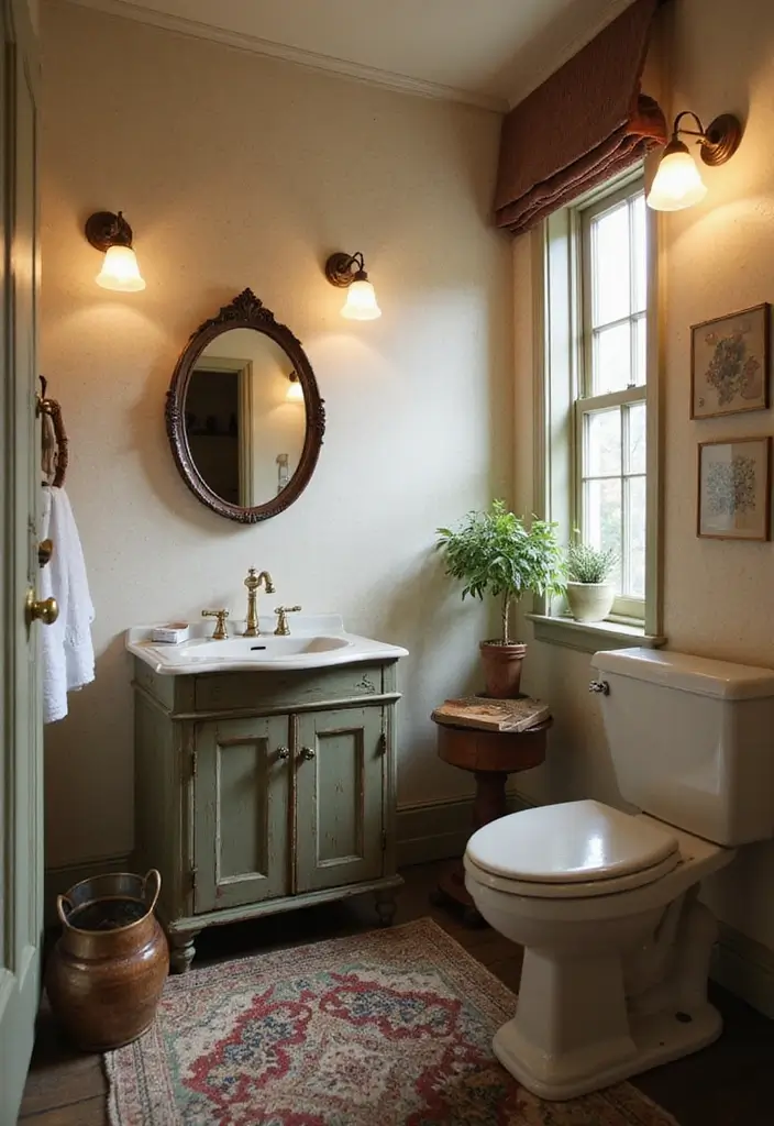 28 Small Bathroom Modern Design Inspirations - 12. Vintage Accents