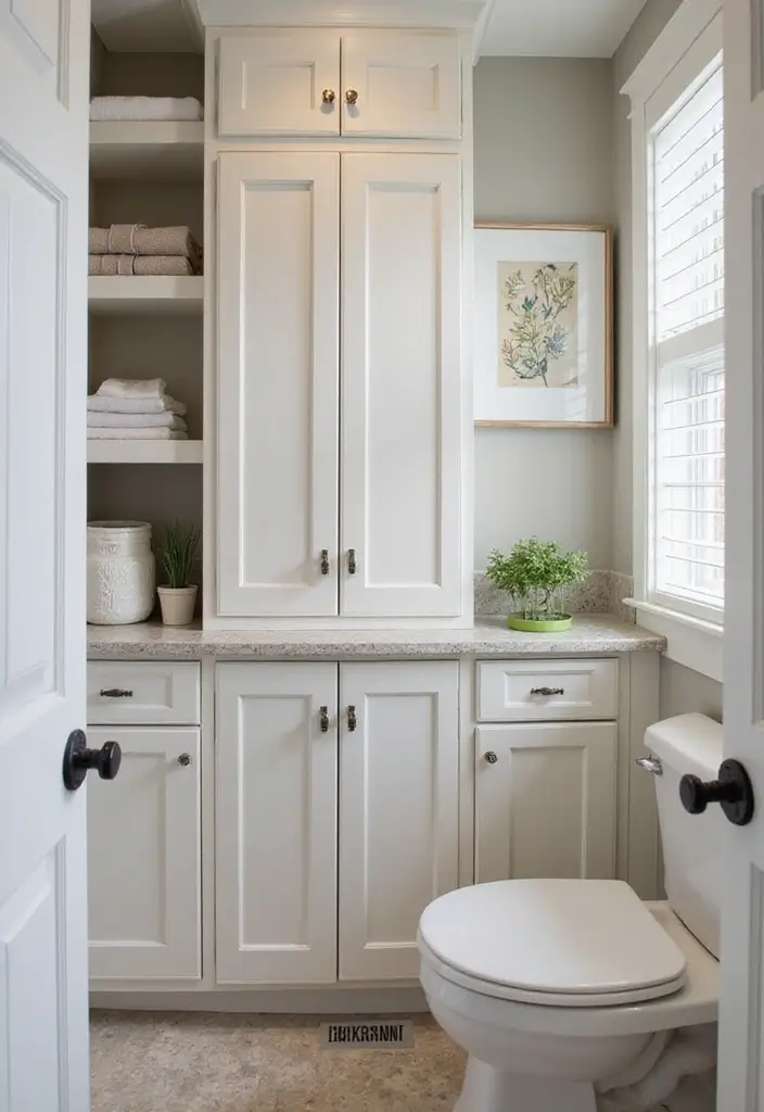 28 Small Bathroom Modern Design Inspirations - 21. Seamless Storage Solutions