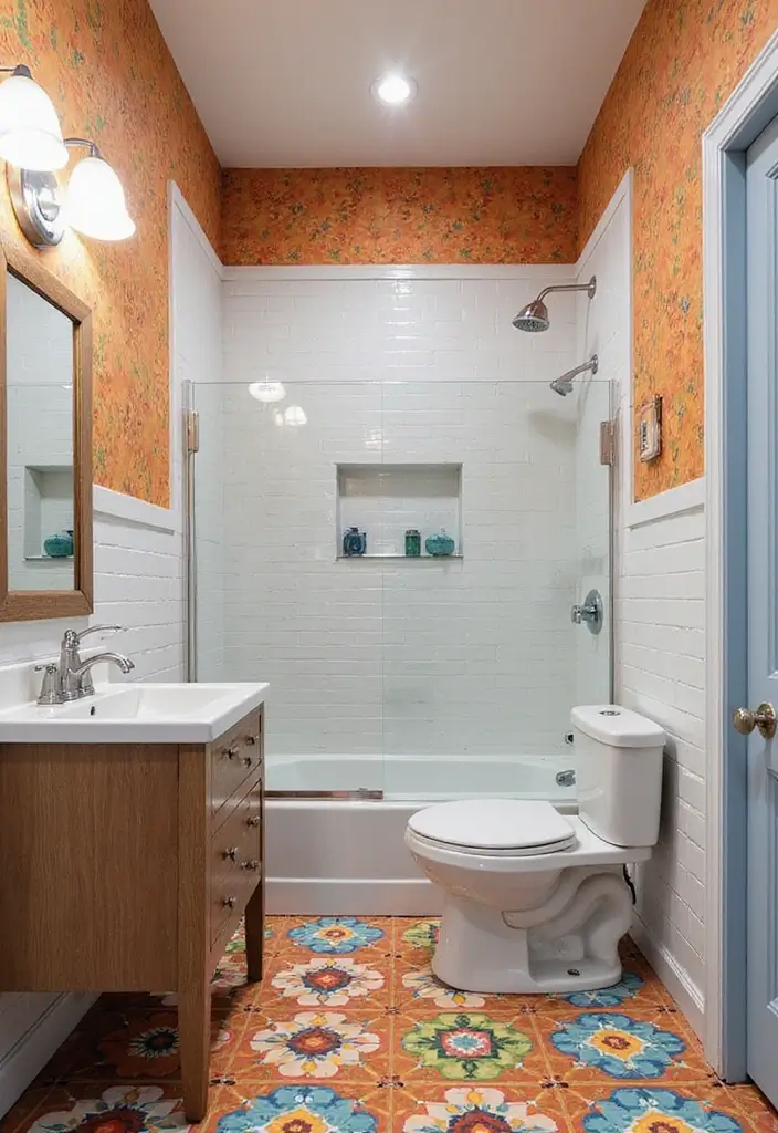 28 Small Bathroom Modern Design Inspirations - 4. Bold Tile Patterns
