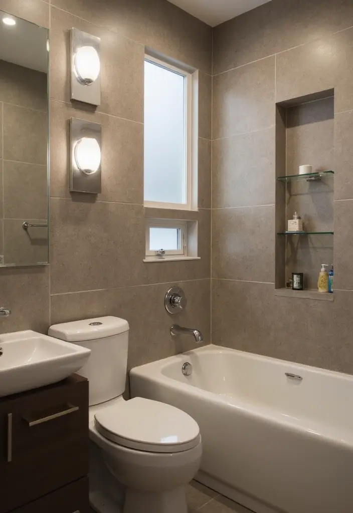 28 Small Bathroom Modern Design Inspirations - 9. Energy-Efficient Lighting