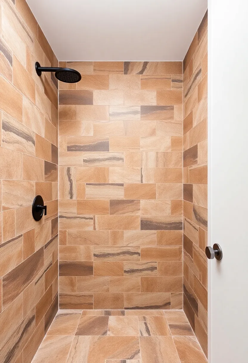 28 Small Bathroom Tiles Design Ideas That Feel Elegant - 18. Natural Stone Tiles