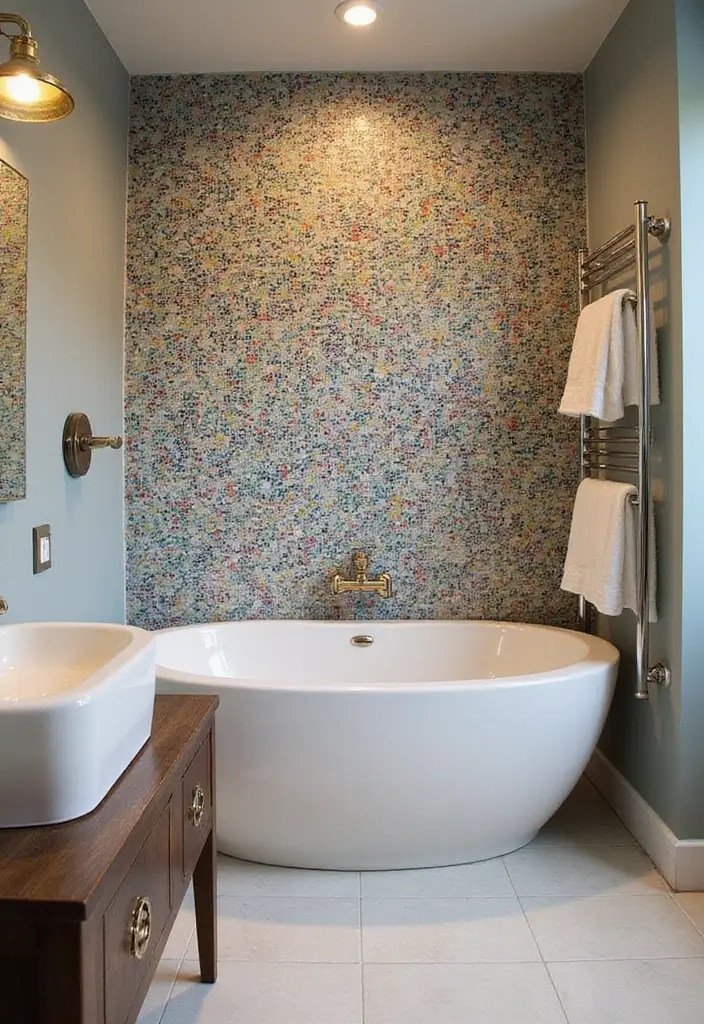 28 Small Bathroom Tiles Design Ideas That Feel Elegant - 2. Mosaic Tile Art