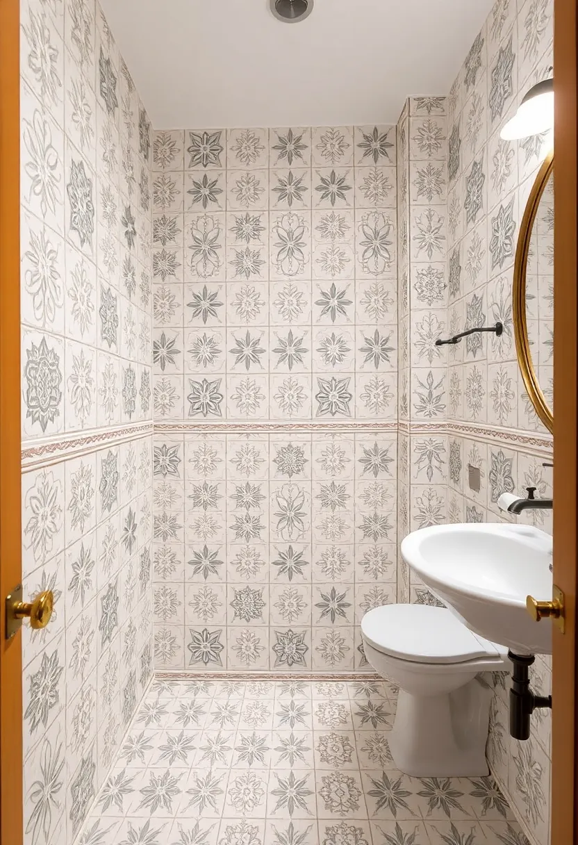 28 Small Bathroom Tiles Design Ideas That Feel Elegant - 20. Artistic Encaustic Tiles
