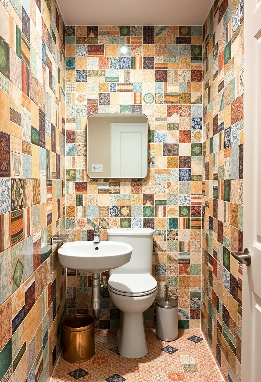28 Small Bathroom Tiles Design Ideas That Feel Elegant - 25. Eclectic Tile Mixes