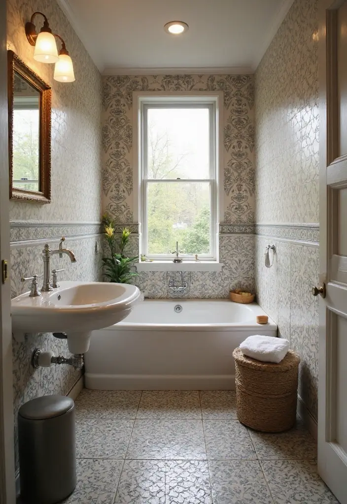 28 Small Bathroom Tiles Design Ideas That Feel Elegant - 9. Vintage-Inspired Tiles