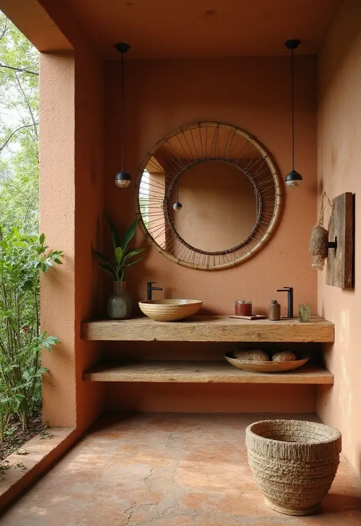 28 Terracotta Bathroom Walls That Add Warmth - 7. Eco-Friendly Accents