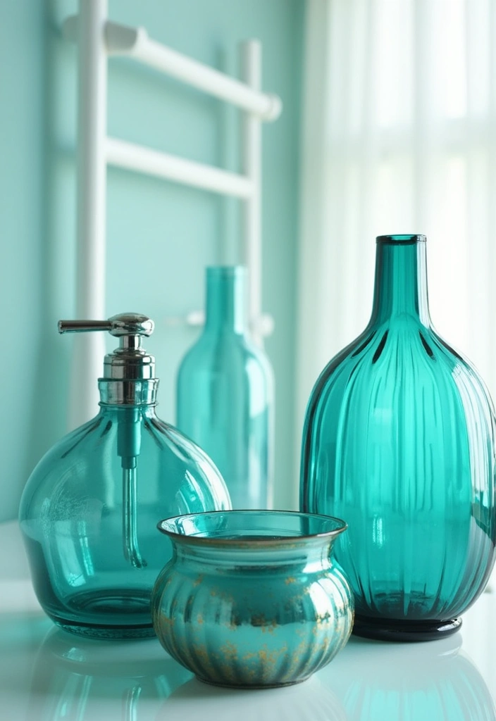 28 Turquoise Bathroom Ideas That Feel Beachy - 12. Incorporating Glass Accents