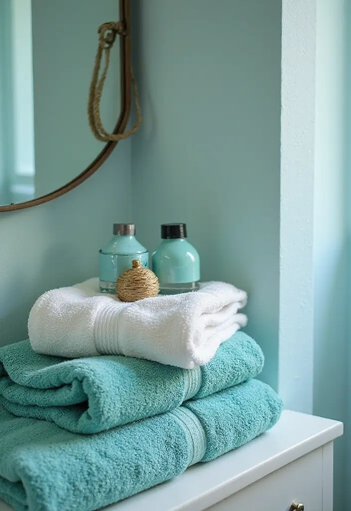 28 Turquoise Bathroom Ideas That Feel Beachy - 21. Layering Textures