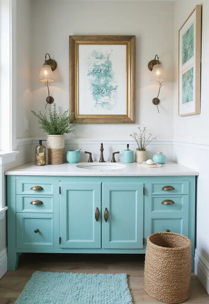 28 Turquoise Bathroom Ideas That Feel Beachy - 28. Personalized Touches