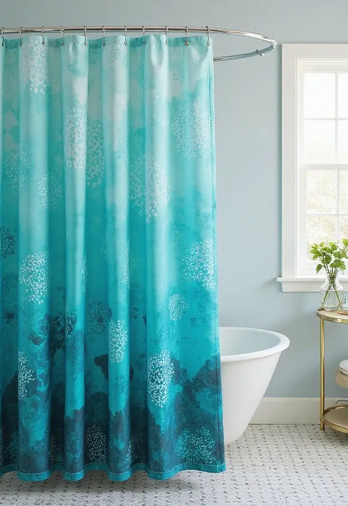 28 Turquoise Bathroom Ideas That Feel Beachy - 6. Coastal Shower Curtains