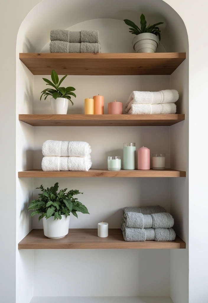 29 Bathroom Closet Ideas That Add Storage - 1. Floating Shelves for Instant Storage