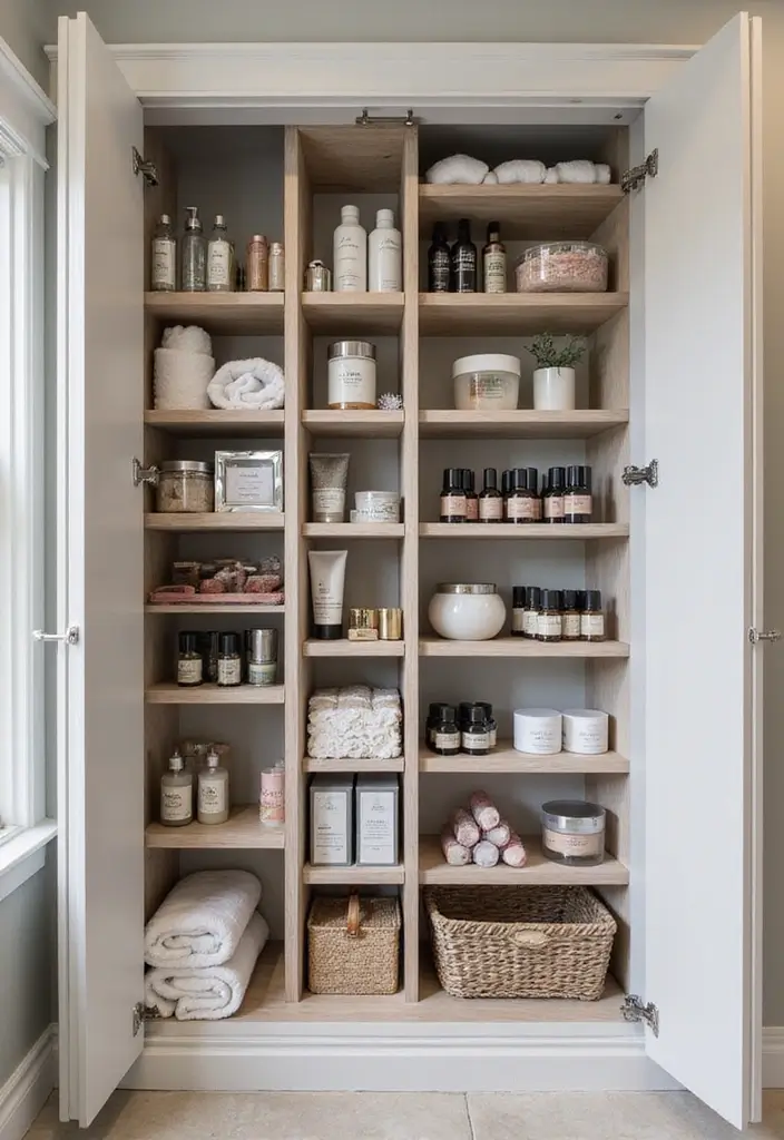 29 Bathroom Closet Ideas That Add Storage - 12. Vertical Dividers for Makeup