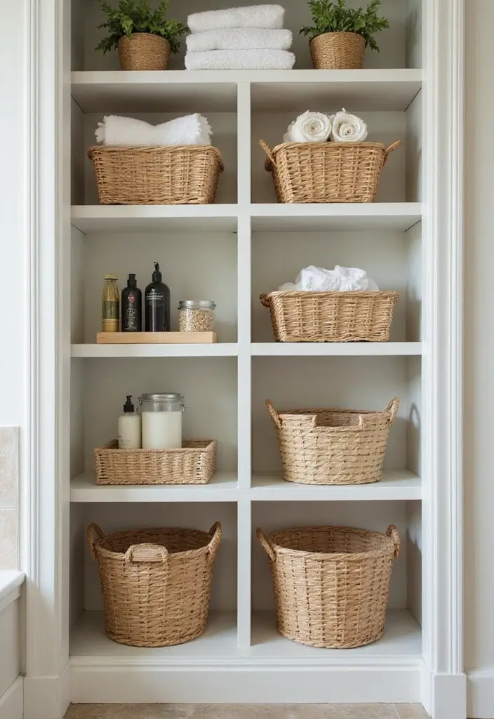29 Bathroom Closet Ideas That Add Storage - 28. Eco-Friendly Storage Solutions