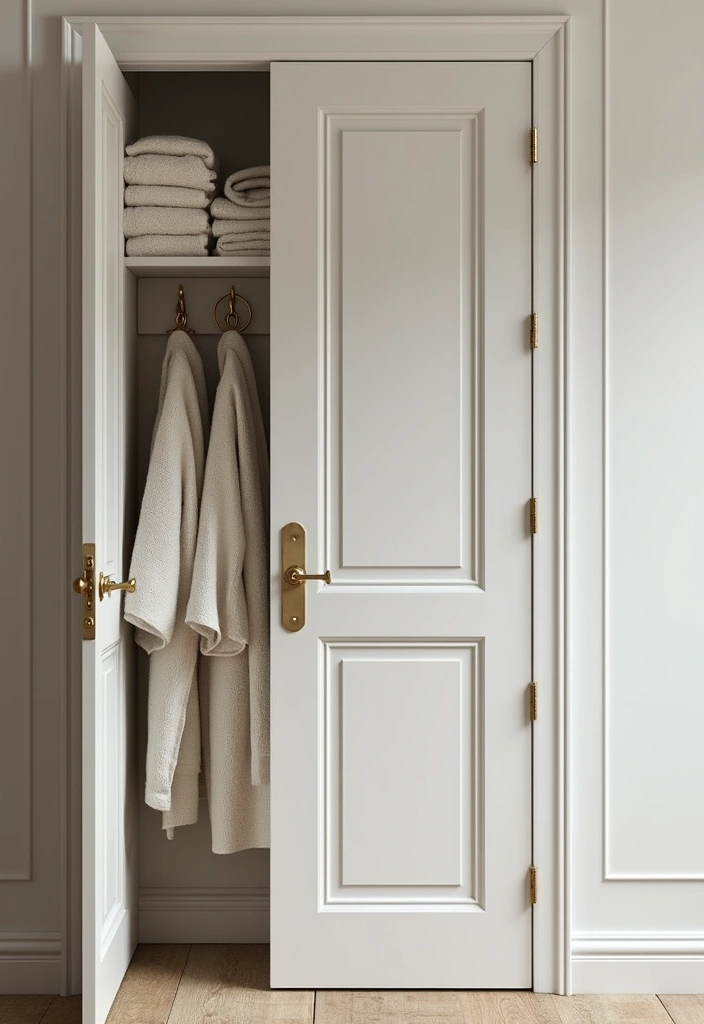 29 Bathroom Closet Ideas That Add Storage - 6. Towel Racks and Hooks