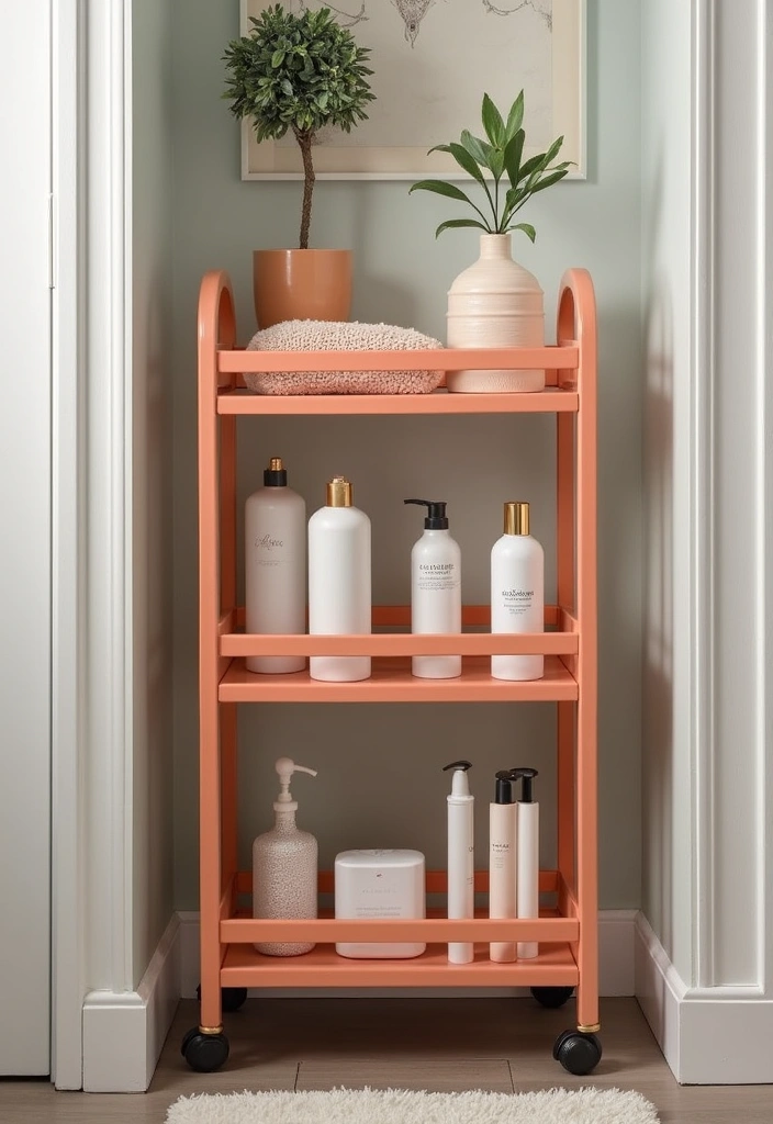 29 Bathroom Closet Ideas That Add Storage - 8. Multi-Tiered Storage Carts
