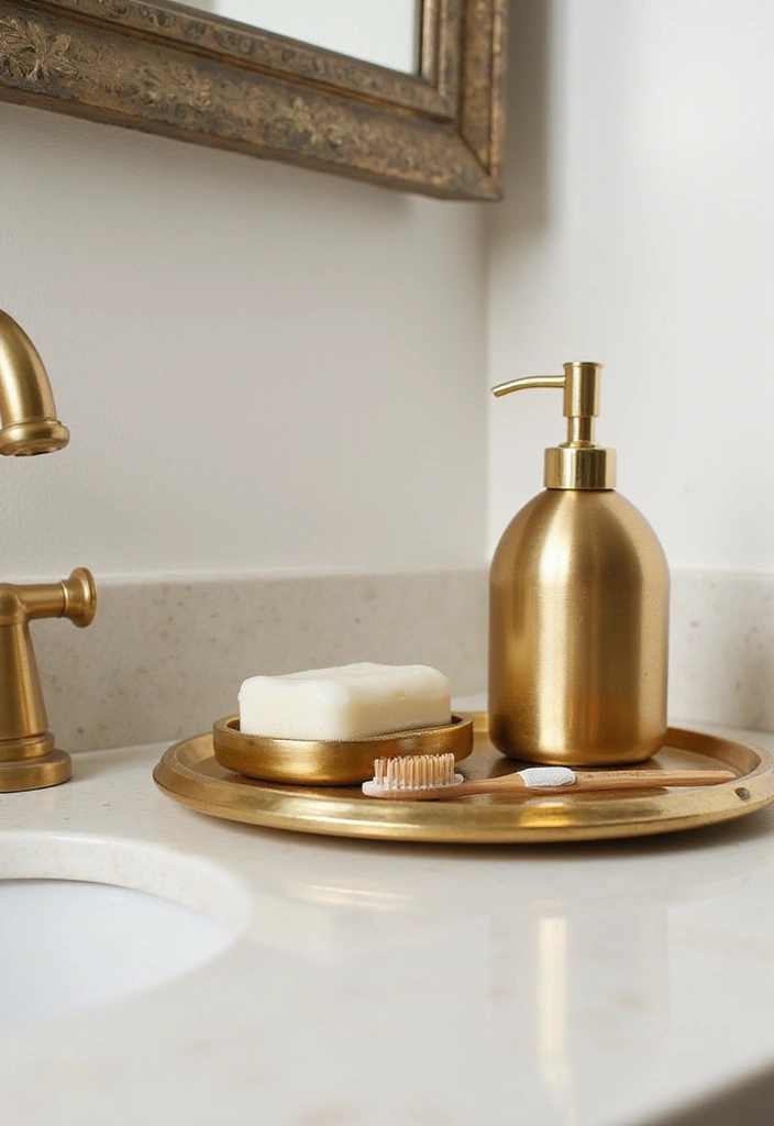 29 Bathroom Gold Accents That Add Glamour - 3. Gold Bath Accessories
