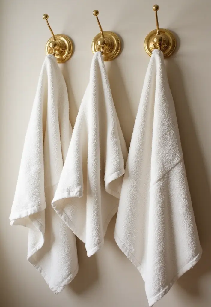 29 Bathroom Gold Accents That Add Glamour - 4. Gold Towel Bars and Hooks