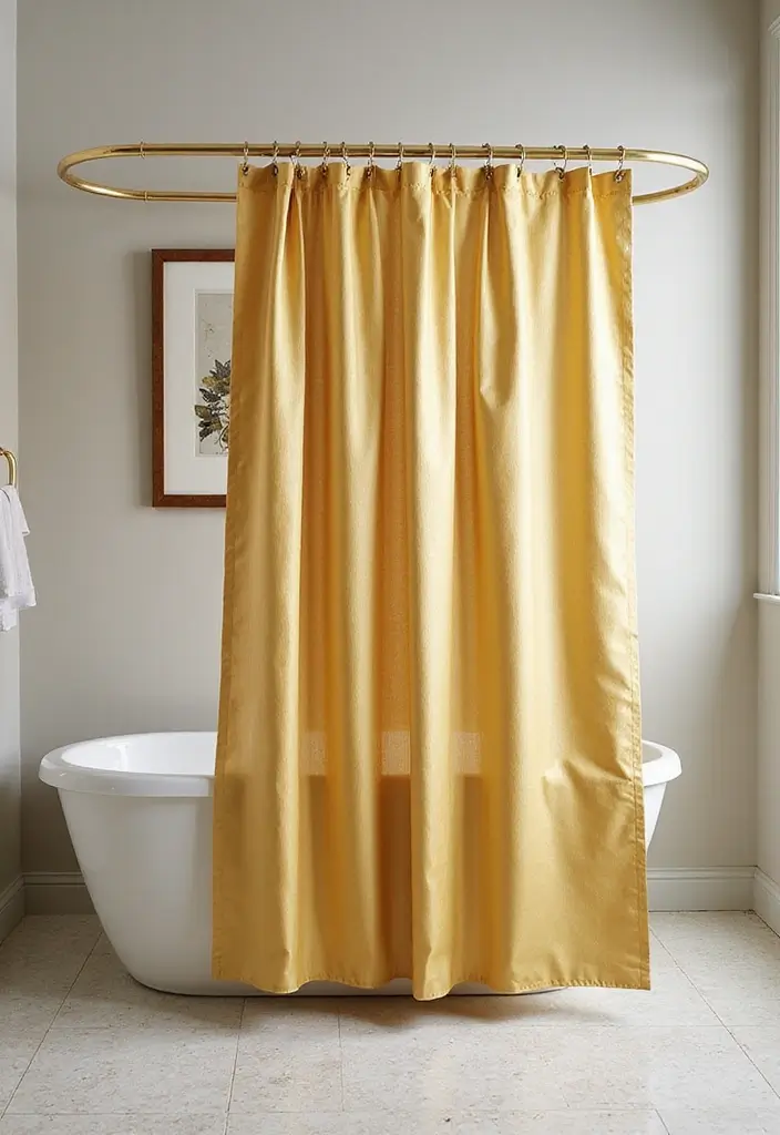29 Bathroom Gold Accents That Add Glamour - 5. Gold Shower Curtains and Liners