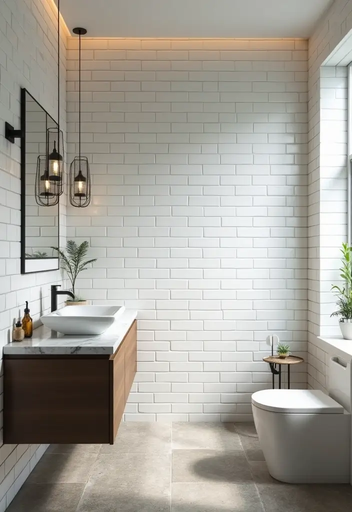 29 Bathroom Tile Combinations That Always Work - 1. Classic White Subway with Natural Stone