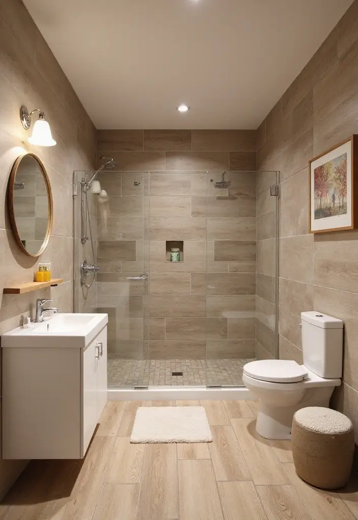 29 Bathroom Tile Combinations That Always Work - 12. Rustic Wood-Look Tiles