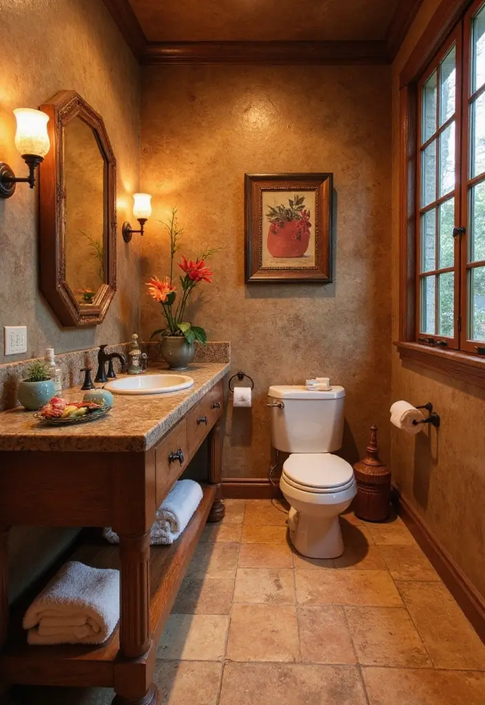 29 Bathroom Tile Combinations That Always Work - 15. Earthy Browns with Vibrant Accents