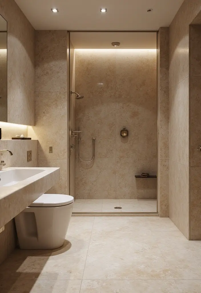 29 Bathroom Tile Combinations That Always Work - 19. Elegant Onyx with Subtle Accents