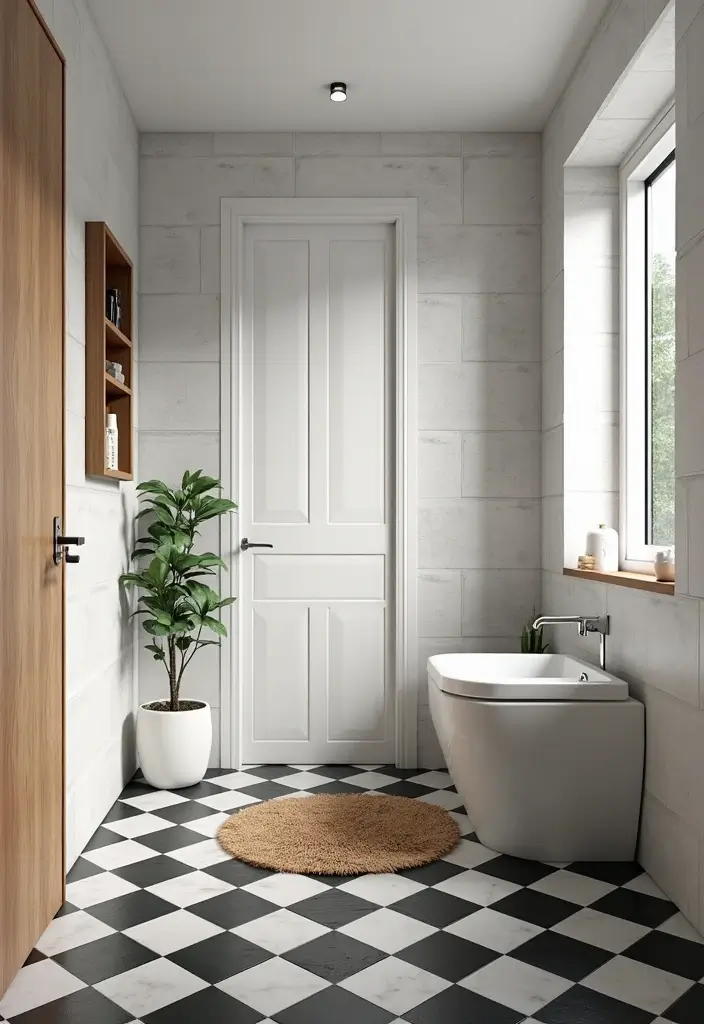 29 Bathroom Tile Combinations That Always Work - 2. Bold Black and White Checkerboard