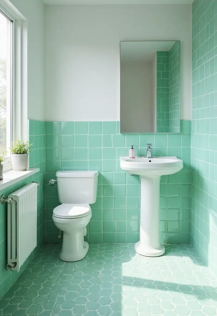 29 Bathroom Tile Combinations That Always Work - 21. Fresh Mint with Bright White
