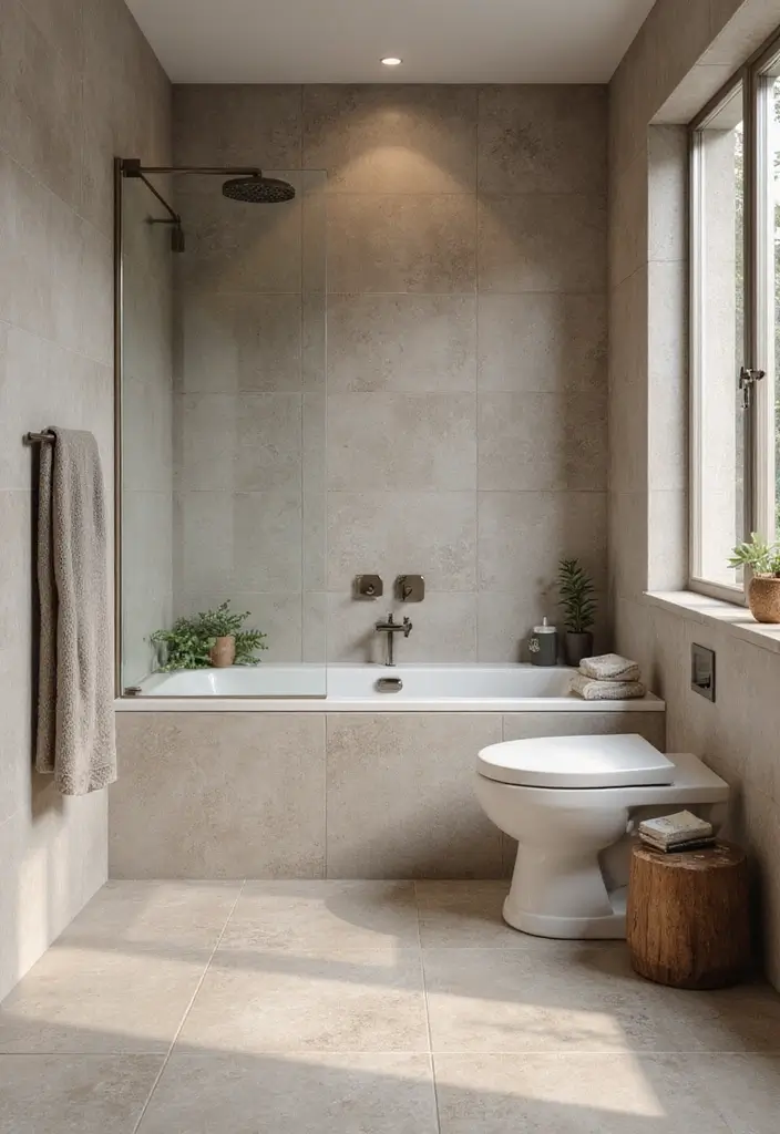 29 Bathroom Tile Combinations That Always Work - 27. Muted Color Palettes with Natural Elements