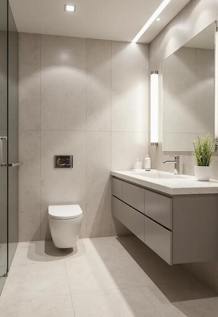 29 Bathroom Tile Combinations That Always Work - 5. Geometric Patterns and Neutral Tones