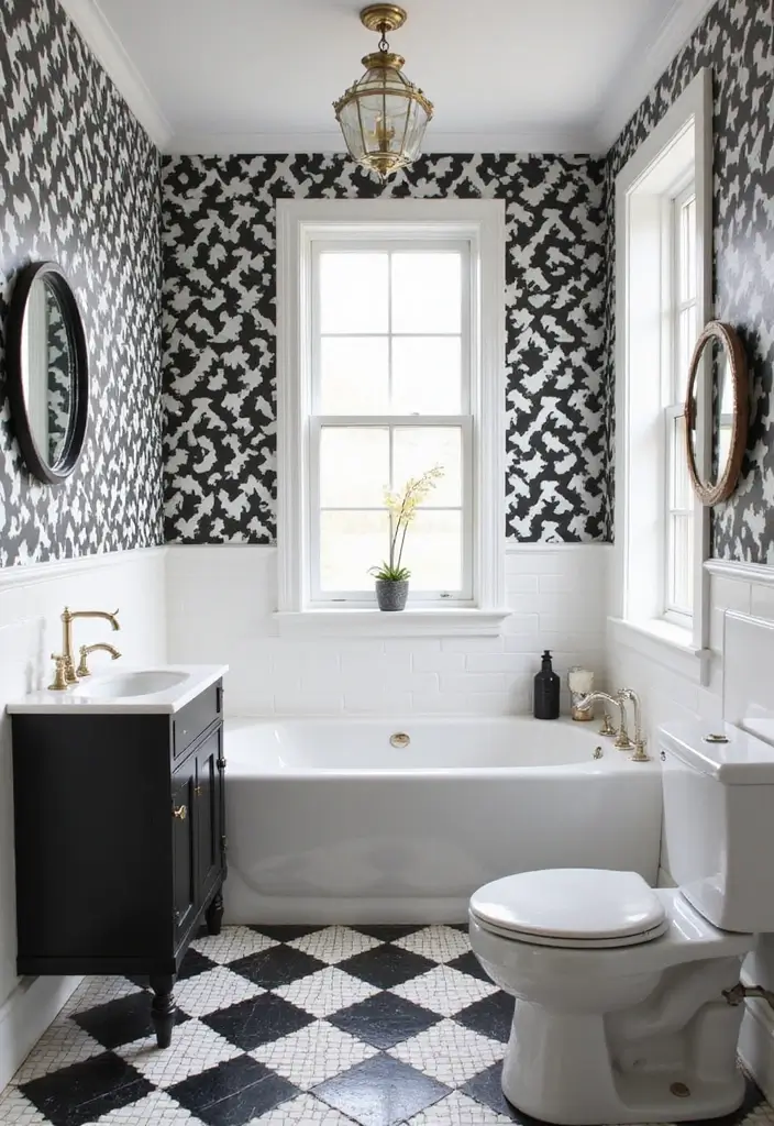 29 Black Tile Bathroom Ideas That Feel Modern And Bold - 12. Black and White Checkerboard