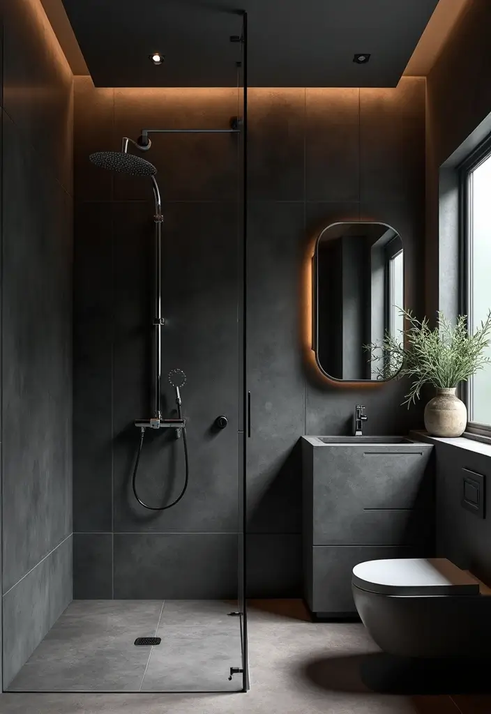 29 Black Tile Bathroom Ideas That Feel Modern And Bold - 23. Black Tiles with Bold Fixtures