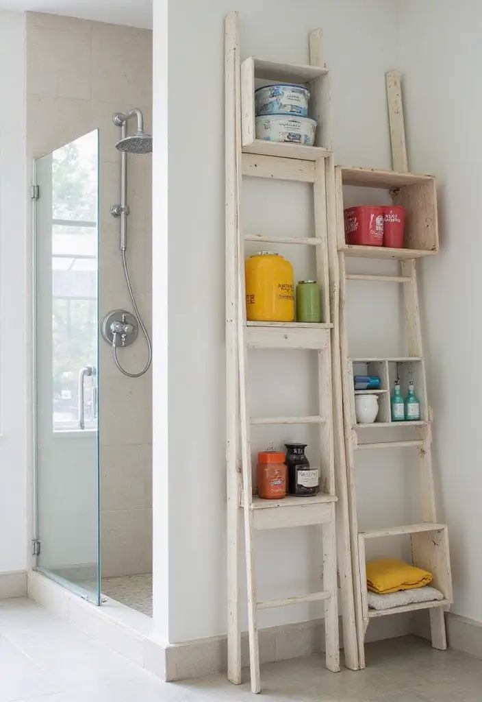 29 Boys Bathroom Decor Ideas That Look Cool - 14. Unique Shower Shelves