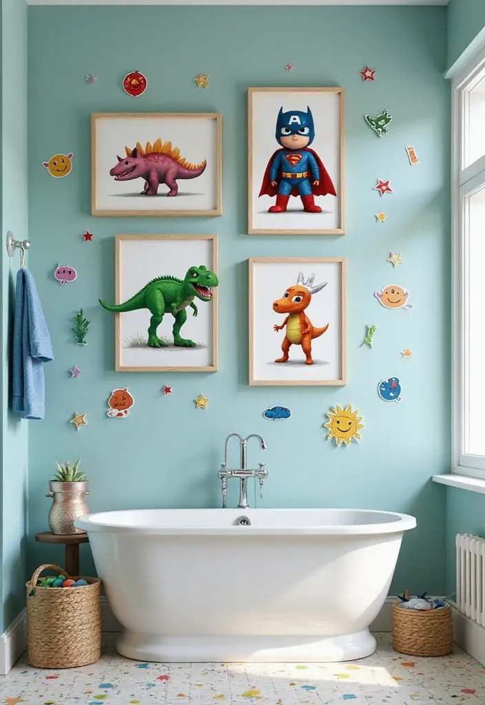 29 Boys Bathroom Decor Ideas That Look Cool - 3. Playful Bathroom Wall Art